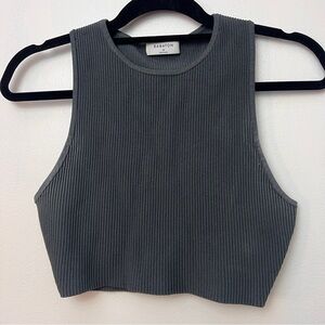 Babaton Sculpt Knit Muscle Cropped Tank Charcoal/Blue
